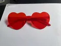 Transparent red heart-shaped rimless sunglasses with candy color jelly texture lenses - Light Red