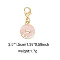 Pink enamel donut charm with gold lobster clasp for bags and shoes accessories - Style 1 Donut