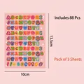 Set of 3 sheets with 88 pieces of colorful polka dot alphabet stickers in pink background - Glitter Alphabet Stickers (Pink)