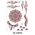Brown henna mandala lace tattoo sticker with paisley patterns model W-1207S - Mandala and Paisley Pattern (W-1207S)