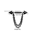 Black hip hop barbell nipple ring with double chains and piercing size dimensions - Black Cone Double Chain