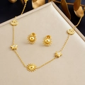 Set di gioielli in acciaio inossidabile dorato con collana e orecchini a stella e sole - Set Stella Luna Sole (N3968)