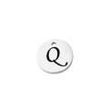 Macro view of mirror-polished silver stainless steel pendant with engraved letter Q - Letter Q