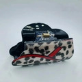 Classic British leopard print hair claw clip in black and red for women stylish ponytails - Leopard Red Line Hat Style