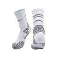 White crew athletic basketball socks with thick towel bottom and gray functional zones - Kids One Size / White/Grey