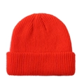 Classic bright orange knitted wool beanie for women with a warm vintage skull cap design - One Size / Neon Orange