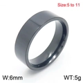 Minimalist 6mm black polished titanium steel band ring available in sizes 5 to 11 - US 6 / Black Polished (KR104644-WGLO)