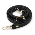 Adjustable black faux leather shoulder strap with gold metal buckles for DIY handbags - Black (Gold Buckle)