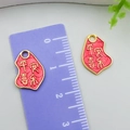Red sand gold alloy charm with golden Ping An Xi Le engraving for DIY jewelry - Bright Gold Small Safety Joy Tag