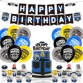 Σετ πάρτι αστυνομίας με πανό Happy Birthday, διακοσμητικά περιπολικού και μπαλόνια - Σετ Αστυνομίας 4 Τεμαχίων
