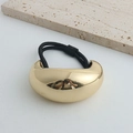 Polished gold semi-circle metal chain hair tie with elastic band for ponytails - Half Oval Gold Rope