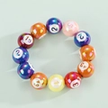 Iridescent resin billiard bead bracelet with numbered pool balls for couples - Colorful Bracelet N-075