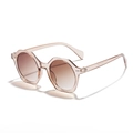 Retro geometric octagonal sunglasses with transparent tea brown frames and gradient lenses - Champagne Frame Champagne Lens