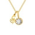 Chaîne en acier doré avec pendentif lettre G et breloque ronde en pierre de naissance - Lettre G / Or