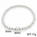 Minimalist silver stainless steel beaded bracelet with 5mm and 8mm round beads - 5mm/8mm Bead Combination / Steel (KB186701-Z)