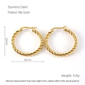 Klassische gedrehte Creolen aus 18K vergoldetem Edelstahl, 32 mm Größe - 18K Gold / Gold