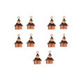 Set of 10 black and orange enamel haunted house alloy charms for DIY Halloween jewelry - 8#-Orange Black Ghost House Castle
