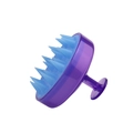 Ergonomic silicone scalp massage brush featuring a purple shell and blue bristles - Transparent Purple