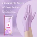 Extra long plum purple nitrile gloves 100pcs pack size M for kitchen cleaning - 9 Inch (Approx 24cm)/100 Pcs / Purple / M