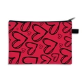 Red portable Valentine's Day cosmetic bag with black heart prints and zipper closure - Red with Black Hearts Style (2)