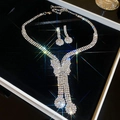 Close-up of sparkling rhinestone tassel necklace and earrings set in a gift box - Butterfly Style Set