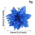 Blue 14cm artificial poinsettia flower with blue glitter for Christmas tree decoration - Blue