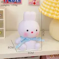 White rabbit cartoon night light with blue checkered bow tie for bedroom decor - 2# Blue Ribbon Rabbit