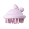 Pink silicone scalp massager brush with cute bow design and soft massage bristles - OPP Bag / Purple