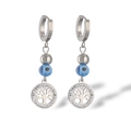 Detail von Lebensbaum-Ohrringen in Silber mit blauer Evil Eye Perle und Kristallen - Silber