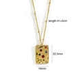 Maßansicht der Goldkette mit 22,5 mm rechteckigem Anhänger und 41 cm langen Kette - Rechteckiges Relief / Bunt