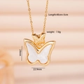 Collana in titanio placcata oro 18K con ciondolo a doppia farfalla e inserti bianchi - Farfalla / Oro