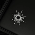 Silver sunburst brooch with 18k gold plating and micro-set cubic zirconia crystals - Silver (18K Gold Plated)