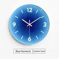 Modern 12-inch wall clock with blue gradient dial, white numbers and minimalist glass cover - Blue Gradient Digital