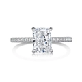 Elegante S925 zilveren ring met grote radiant geslepen zirkonia en pavé zetting - 5# / Witgoud Met Witte Zirkonia