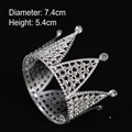 Silver crystal baby tiara headband with 7.4cm diameter for birthdays and cake toppers - Full Diamond Round 013 Silver