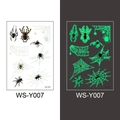 Spider and web luminous temporary tattoo stickers glowing in dark, style WS-Y007 - Spider Web Style (WS-Y007)