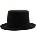 Classic black wool felt top hat with a matching satin ribbon for formal attire and magic shows - Black/Bow Decoration