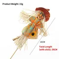 Halloween witch stake for plants with orange spider web dress and sunflower accent - Witch Insert No. 2