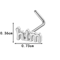 Polished silver 'him' letter nose stud jewelry, dimensions 0.36cm by 0.73cm - him(0187-3#) / Silver