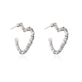 Detailed view of silver heart-shaped geometric stud earrings with polished metallic finish - Style 43111 / Silver