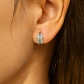 Elegant silver tulip flower stud earrings with sparkling pavé crystals for women - ER1474-Silver Inlaid Zircon Leaf