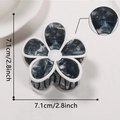 Large tortoiseshell frangipani flower hair claw with black and white marble acetate finish - Black and White Ink Marble (D6-4-8)