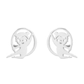 Minimalist silver stainless steel hollow-out monkey earrings in creative artistic style - Gymnastics 3 / Steel