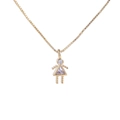 Gold-plated girl-shaped pendant necklace with round and triangle cubic zirconia stones - Girl-April