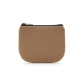Minimalist khaki canvas coin purse with premium black YKK zipper closure - Mocha Brown