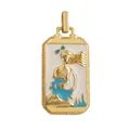 Rectangular golden tarot pendant with blue and white enamel lady figure artwork - M801142-Sky Blue