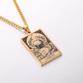 Golden stainless steel tarot necklace featuring the Cancer zodiac sign crab engraving - Cancer / Gold