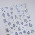 Pegatinas de uñas con relieve láser y motivos de mariposas y corazones en azul lavanda - Fragmentos de Vidrio Transparentes M-623