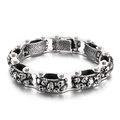 Bracciale da uomo punk a catena di bicicletta con teschio in acciaio inox retrò - Stile Teschio Argento Retrò (KB150326-KJX)