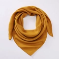 Soft yellow solid cotton linen square scarf folded in triangle shape for beach styling - 90x90cm / Ginger (M9001)